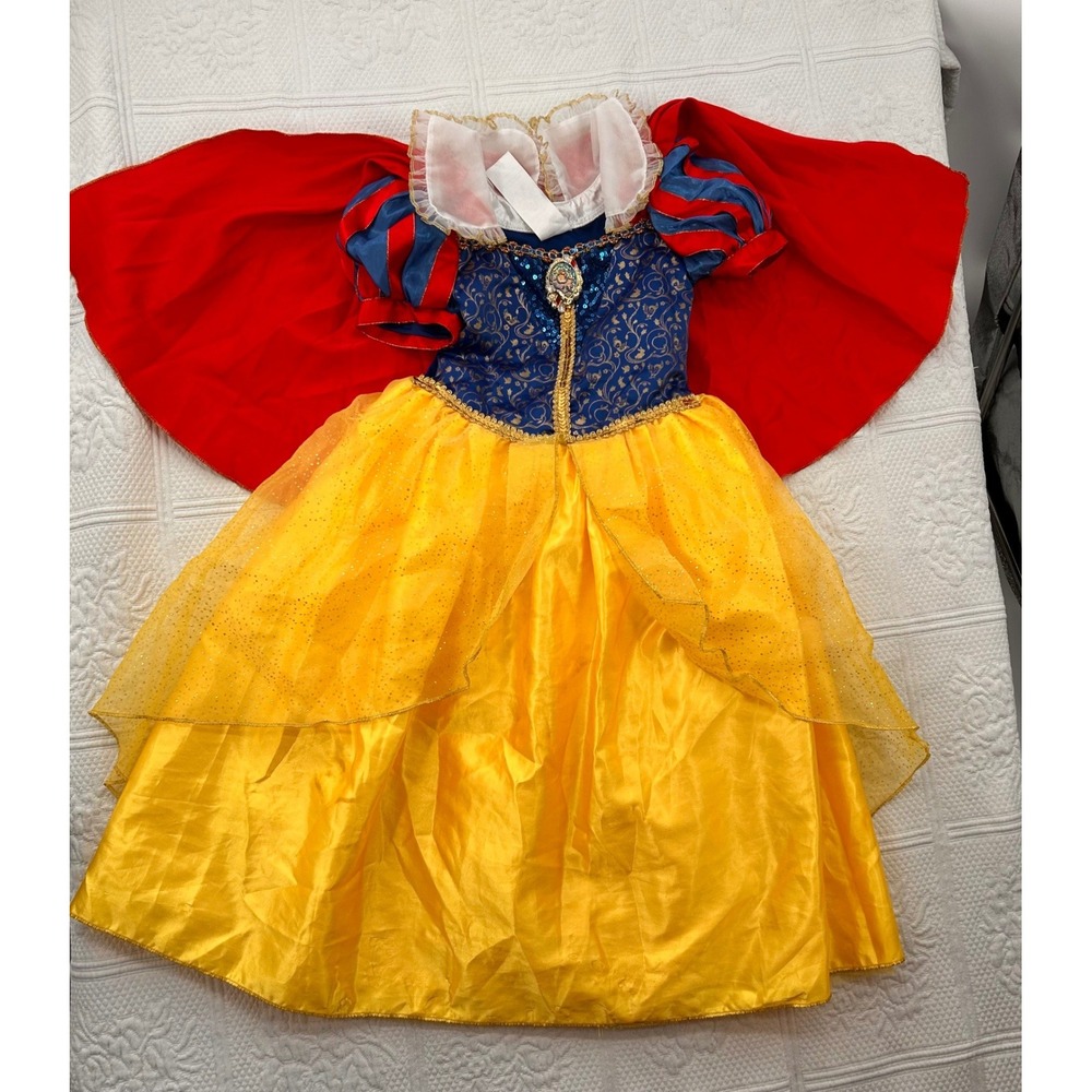 Disney Store Snow White Princess Costume Dress Blue Yellow Red Kids Size 4-6X - Picture 15 of 16